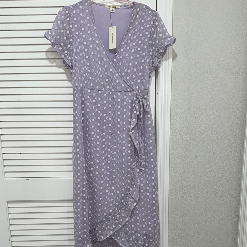 Lavender small flowers Wrap Dress